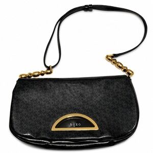 XOXO Black Patent Monogram Shoulder Bag Gold Hardware Bead Detail Y2K Style